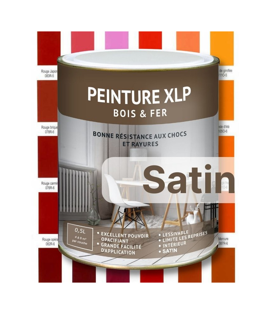 PEINTURE BOIS ET FER XLP SATIN - ROUGE / ORANGE