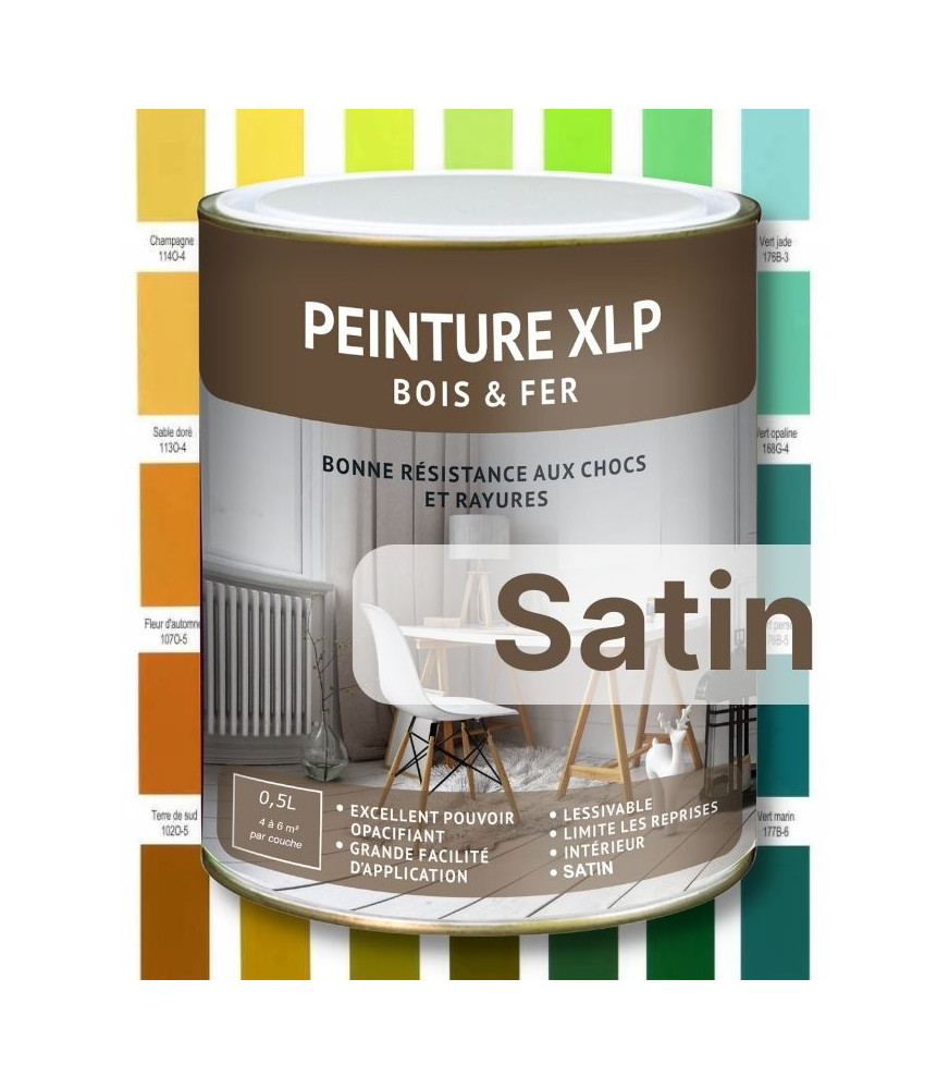 PEINTURE BOIS ET FER XLP SATIN - JAUNE ET VERTE