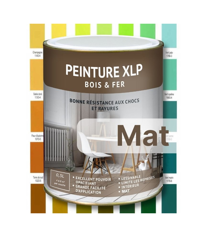 PEINTURE BOIS ET FER XLP MATE - JAUNE ET VERTE