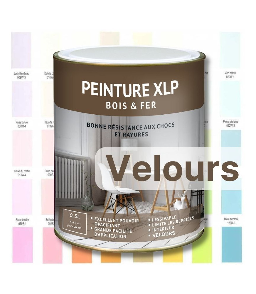 PEINTURE BOIS ET FER XLP VELOURS - PASTEL
